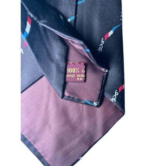 VINTAGE Bicentennial Necktie Dark Grey 1776 1976 Gino Pompeii Silk Made In Italy - Picture 13 of 16